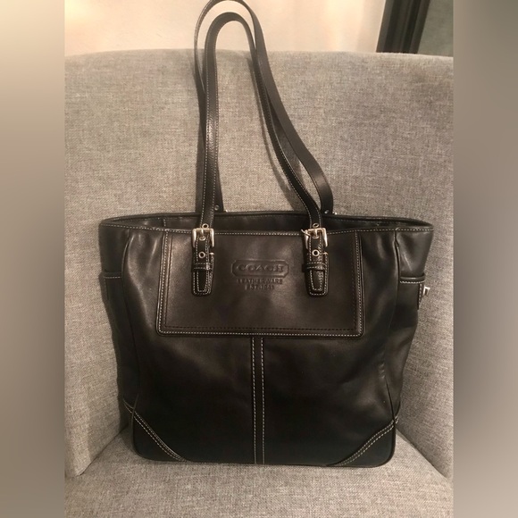 Coach Handbags - Coach Black Leather Tote Bag